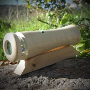 Kaléidoscope artisanal à lumière latérale en bois de charme ondé tourné, avec miroirs haute